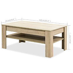 vidaXL Table basse bois d'ingénierie 110x65x48 cm Chêne pas cher