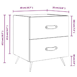 vidaXL Tables de chevet 2 pcs sonoma gris 40x35x47,5 cm pas cher