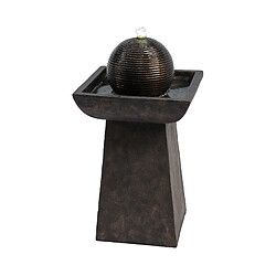 Fontaine de jardin d'extérieur piédestal sphère et éclairage LED marron foncé Peaktop VFD8410-EU