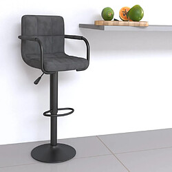 vidaXL Tabouret de bar Gris foncé Velours 