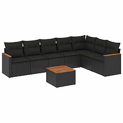 Maison Chic Ensemble Tables et chaises d'extérieur 8 pcs avec coussins,Salon de jardin noir résine tressée -GKD706909