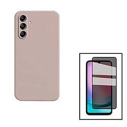 PHONECARE Kit Film Verre Trempé 5D Anti-Spy + Coque Silicone Liquide pour Samsung Galaxy A24 4G - Rose