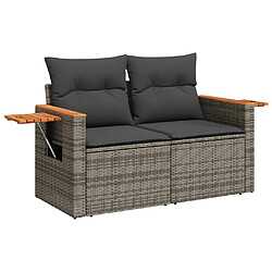 Acheter vidaXL Salon de jardin 4 pcs avec coussins gris résine tressée