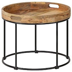 vidaXL Table basse Bois de manguier massif et acier 50x40 cm