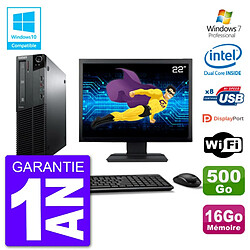 PC Lenovo M82 SFF Ecran 22" G640 RAM 16Go Disque 500Go Graveur DVD Wifi W7 - Occasion