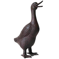 L'Héritier Du Temps Canard ou Cane Statuette Oiseau Volatile en Fonte Marron 13x26x39cm 