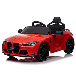 LBF BMW M4 12v Voiture jouet pour enfants 2,4 G avec télécommande parentale, trois vitesses réglables, affichage de la puissance, USB, MP3, Bluetooth, lumière LED, histoire, une poignée avec roues et une tirette, facile à transporter