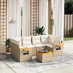 vidaXL Salon de jardin avec coussins 7 pcs beige résine tressée