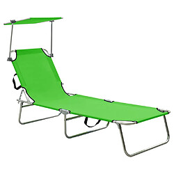 vidaXL Chaise longue pliable avec auvent vert aluminium