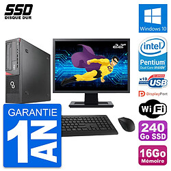 PC Fujitsu E920 DT Ecran 22" Intel G3220 RAM 16Go SSD 240Go Windows 10 Wifi - Occasion