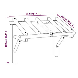 vidaXL Auvent de porte 150x100x100 cm Bois de pin solide pas cher