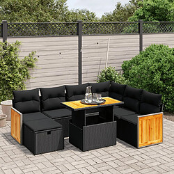 vidaXL Salon de jardin 8 pcs avec coussins noir résine tressée 