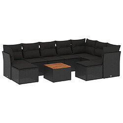 Maison Chic Salon de jardin 10 pcs avec coussins, Ensemble Tables et chaises d'extérieur noir résine tressée -GKD529783