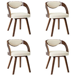 Maison Chic Lot de 4 Chaises à manger,Chaise pour cuisine crème bois courbé et similicuir -MN64948