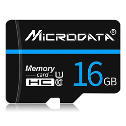 Wewoo Carte Micro SD mémoire MICRODATA 16 Go U1 Blue Line et Black TF SD