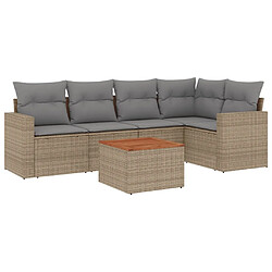 vidaXL Salon de jardin avec coussins 6 pcs beige résine tressée