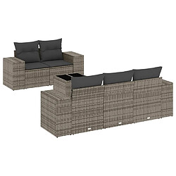 Maison Chic Ensemble Tables et chaises d'extérieur 6pcs avec coussins,Salon de jardin gris résine tressée -GKD709702