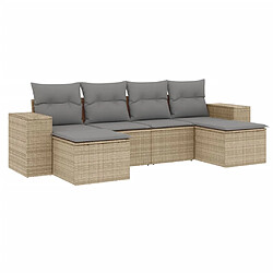 vidaXL Salon de jardin avec coussins 6 pcs beige résine tressée