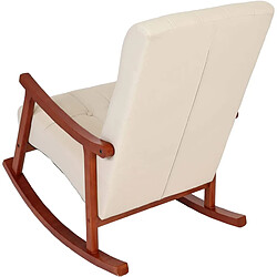 Acheter Decoshop26 Fauteuil à bascule rocking chair relax avec accoudoirs en synthétique crème cadre aspect noyer FAB04032