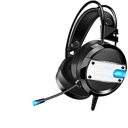 General Casque de jeu avec microphone, casque supra-auriculaire avec lumière LED, compatible avec PS4 PS5 Xbox PC portable, bandeau à réglage automatique, micro antibruit, stéréo Surround(noir) 