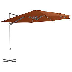 vidaXL Parasol de jardin en porte-à-faux avec mât en acier terre cuite