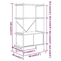 vidaXL Étagère à 4 niveaux armoire 80x40x130cm Acier bois d'ingénierie pas cher