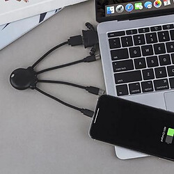 XOOPAR Câble 3 en 1 Octopus USB A/micro USB, USB C, Lightning 0,1m Noir