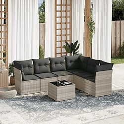 vidaXL Salon de jardin avec coussins 7 pcs gris clair résine tressée