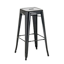 Decoshop26 Tabouret de bar empilable avec repose-pieds design industriel factory métal noir 10_0000026 