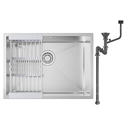 Auralum MAX Évier de Cuisine 1 Bac 60*44*20CM,Évier 1 Cuve en Acier inoxydable 304,Évier à Encastrer/sous-plan avec Panier de Drainage,Nano Silver