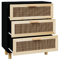 Acheter Maison Chic Commode Buffet - Meuble de rangement Noir 60x30x70 cm Bois de pin massif et rotin naturel -GKD89153