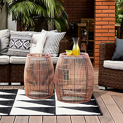 Table basse de jardin extérieur en bambou avec support en acier brun clair Teamson Home PT-OF0034