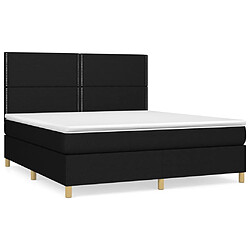 Maison Chic Structures de lit + matelas,Lit à sommier tapissier avec matelas Noir 160x200 cm Tissu -MN91005