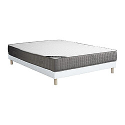 Vente-Unique Ensemble 140 x 190 cm sommier tapissier + matelas mousse et accueil mémoire de forme 11 zones ép.22cm - DANEVO de YSMÉE