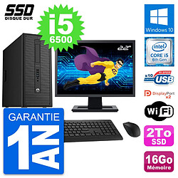 PC Tour HP EliteDesk 800 G2 Ecran 22" i5-6500 RAM 16Go SSD 2To Windows 10 Wifi · Occasion 