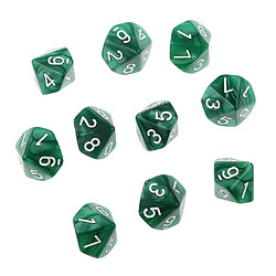 10pcs Dix Faces De Dés D10 Jouer D & D Jeux Rpg Parti Dices Vert