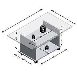 FMD Table basse avec roulettes gris béton et blanc pas cher