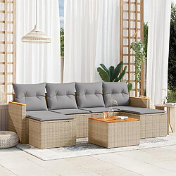 Maison Chic Ensemble à manger d'extérieur 7 pcs avec coussins,Salon de jardin,Mobilier de jardin mélange beige résine tressée -GKD527655