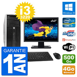 PC Tour HP Pro 6300 CMT Ecran 22" i3-3220 RAM 4Go Disque 500Go Windows 10 Wifi - Occasion