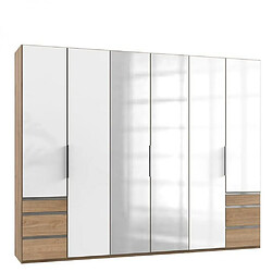 Inside 75 Armoire penderie LISEA 6 portes 6 tiroirs verre blanc 300 x 236 cm HT