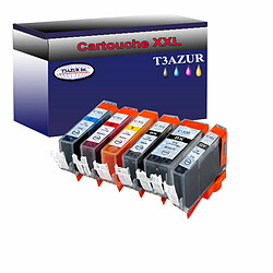 Lot de 6 Cartouches Compatibles Canon PGI520 XL/CLI521 XL - T3AZUR Lot de 6 Cartouches Compatibles pour Canon PGI-520 XL, CLI-521 XL (1Bk/1PBk/1C/1M/1Y/1GY) - T3AZUR