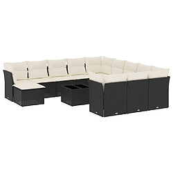 Maison Chic Salon de jardin avec coussins 13 pcs | Ensemble de Table et chaises | Mobilier d'Extérieur noir résine tressée -GKD67700