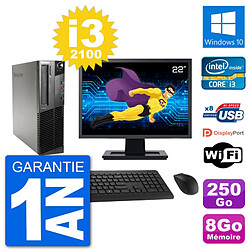 PC Lenovo M91p SFF Ecran 22" Intel i3-2100 RAM 8Go Disque 250Go Windows 10 Wifi · Occasion 