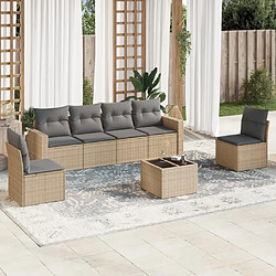 vidaXL Salon de jardin avec coussins 7 pcs beige résine tressée 