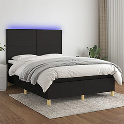 vidaXL Sommier à lattes de lit et matelas et LED Noir 140x200 cm Tissu 