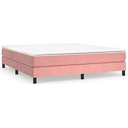 vidaXL Sommier à lattes de lit avec matelas Rose 160x200 cm Velours