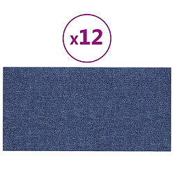 vidaXL Panneaux muraux 12 pcs Bleu 60x30 cm Tissu 2,16 m²