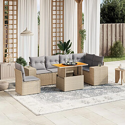 vidaXL Salon de jardin avec coussins 7 pcs beige résine tressée 