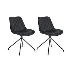 Beliani Chaise de salle à manger NAVASOTA Set de 2 Velours Noir