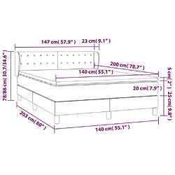 vidaXL Sommier à lattes de lit et matelas Gris foncé 140x200cm Velours pas cher